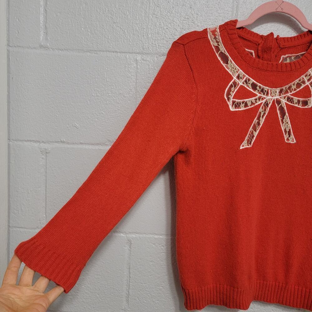 The Unbranded Brand The Knit Lace Blouse Red Size S Coquette - Picture 3 of 7